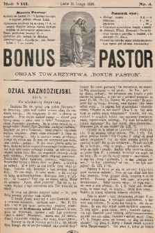 Bonus Pastor / organ Towarzystwa „Bonus Pastor”. R. 8, 1886, nr 4