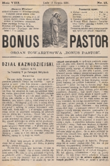 Bonus Pastor / organ Towarzystwa „Bonus Pastor”. R. 8, 1886, nr 15