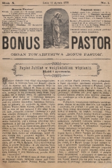 Bonus Pastor / organ Towarzystwa „Bonus Pastor”. R. 10, 1888, nr 1