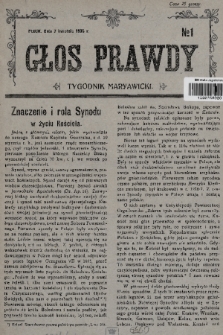 Głos Prawdy : tygodnik maryawicki. 1935, nr 1