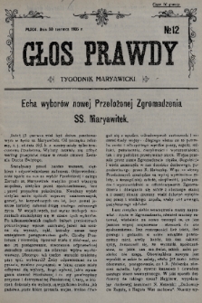 Głos Prawdy : tygodnik maryawicki. 1935, nr 12