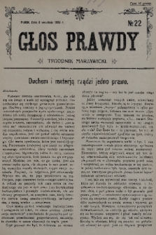 Głos Prawdy : tygodnik maryawicki. 1935, nr 22