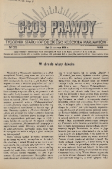 Głos Prawdy : tygodnik Staro-Katolickiego Kościoła Marjawitów. 1936, nr 25