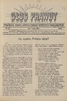 Głos Prawdy : tygodnik Staro-Katolickiego Kościoła Marjawitów. 1936, nr 27