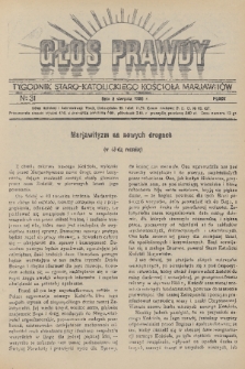 Głos Prawdy : tygodnik Staro-Katolickiego Kościoła Marjawitów. 1936, nr 31