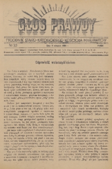 Głos Prawdy : tygodnik Staro-Katolickiego Kościoła Marjawitów. 1936, nr 33