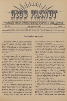 Głos Prawdy : tygodnik Staro-Katolickiego Kościoła Marjawitów. 1936, nr 37
