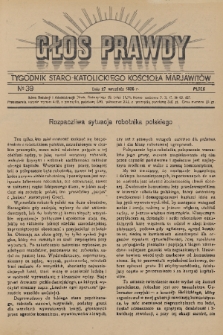 Głos Prawdy : tygodnik Staro-Katolickiego Kościoła Marjawitów. 1936, nr 39