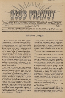 Głos Prawdy : tygodnik Staro-Katolickiego Kościoła Marjawitów. 1936, nr 41