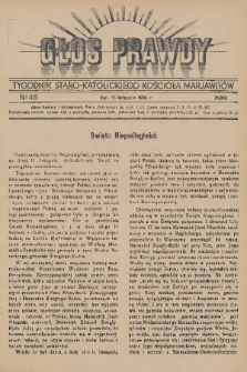 Głos Prawdy : tygodnik Staro-Katolickiego Kościoła Marjawitów. 1936, nr 46