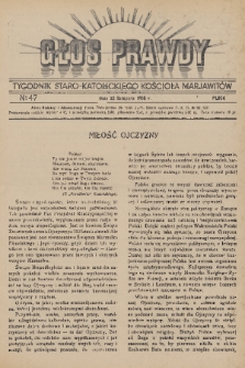 Głos Prawdy : tygodnik Staro-Katolickiego Kościoła Marjawitów. 1936, nr 47