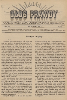 Głos Prawdy : tygodnik Staro-Katolickiego Kościoła Marjawitów. 1937, nr 24