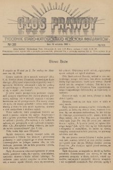 Głos Prawdy : tygodnik Staro-Katolickiego Kościoła Marjawitów. 1937, nr 38