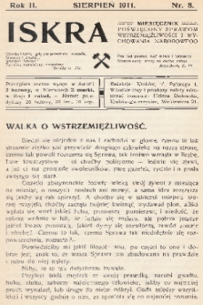 Iskra : miesięcznik poświęcony sprawom wstrzemięźliwości i wychowania narodowego. R.2, 1911, nr 8