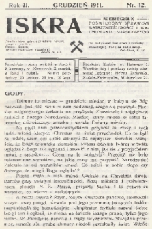 Iskra : miesięcznik poświęcony sprawom wstrzemięźliwości i wychowania narodowego. R.2, 1911, nr 12