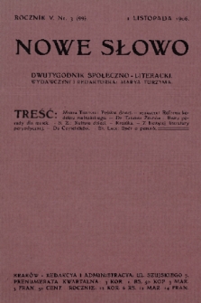 Nowe Słowo : dwutygodnik społeczno-literacki. R. 5, 1906, nr 3