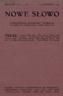 Nowe Słowo : dwutygodnik społeczno-literacki. R. 5, 1906, nr 4