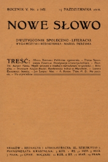 Nowe Słowo : dwutygodnik społeczno-literacki. R. 5, 1906, nr 2 (98)