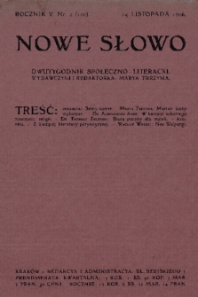 Nowe Słowo : dwutygodnik społeczno-literacki. R. 5, 1906, nr 4 (100)