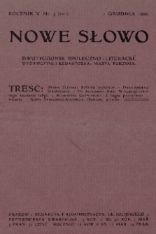 Nowe Słowo : dwutygodnik społeczno-literacki. R. 5, 1906, nr 5 (101)