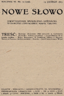 Nowe Słowo : dwutygodnik społeczno-literacki. R. 6, 1907, nr 10 (106)
