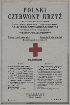 Polski Czerwony Krzyż : organ Warszawskiego Okręgu-Oddziału Polskiego Czerwonego Krzyża : wydawnictwo miesięczne = Croix Rouge Polonaise : revue mensuelle publiée par le Comité Regional de Varsovie de la Croix Rouge Polonaise. 1927, nr 5