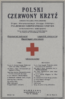 Polski Czerwony Krzyż : organ Warszawskiego Okręgu-Oddziału Polskiego Czerwonego Krzyża : wydawnictwo miesięczne = Croix Rouge Polonaise : revue mensuelle publiée par le Comité Regional de Varsovie de la Croix Rouge Polonaise. 1927, nr 11