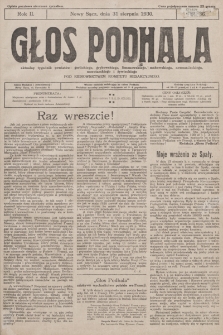 Głos Podhala : aktualny tygodnik powiatów: gorlickiego, grybowskiego, limanowskiego, makowskiego, nowosądeckiego, nowotarskiego i żywieckiego. 1930, nr 36