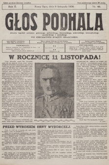 Głos Podhala : aktualny tygodnik powiatów: gorlickiego, grybowskiego, limanowskiego, makowskiego, nowosądeckiego, nowotarskiego i żywieckiego. 1930, nr 46