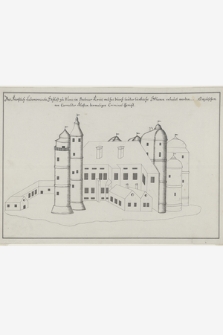 Das Fürstlich Lubomirskiche Schloss zu Wisnic in Bochnier Kries, welsches durch lauter türkische Sklaven erbautet worden Anzusehen von Carmeliter Kloster, dermaligen Criminal-Gericht