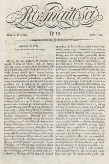 Rozmaitości : pismo dodatkowe do Gazety Lwowskiej. 1836, nr 15