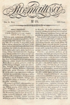 Rozmaitości : pismo dodatkowe do Gazety Lwowskiej. 1836, nr 21