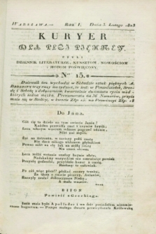 Kuryer dla Płci Piękney czyli Dziennik Literaturze, Kunsztom, Nowościom i Modom Poświęcony. R.1, [T.1], Ner 15 (3 lutego 1823)
