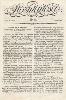 Rozmaitości : pismo dodatkowe do Gazety Lwowskiej. 1836, nr 31