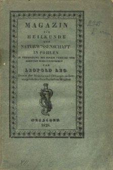 Magazin für Heilkunde und Naturwissenschaft in Pohlen. Jg.1, Heft 1 (1828) + wkładka