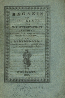 Magazin für Heilkunde und Naturwissenschaft in Pohlen. Jg.1, Heft 4 (1828) + wkładka