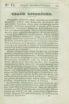Świat Drammatyczny. 1838, [T.1], № 12 ([30 kwietnia])