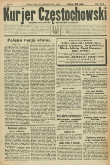 Kurjer Częstochowski : dziennik polityczno-społeczno literacki. R.3, № 214 (26 listopada 1921)