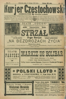 Kurjer Częstochowski : dziennik polityczno-społeczno literacki. R.4, № 41 (19 lutego 1922)