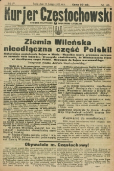 Kurjer Częstochowski : dziennik polityczno-społeczno literacki. R.4, № 43 (22 lutego 1922)