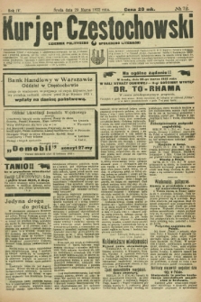 Kurjer Częstochowski : dziennik polityczno-społeczno literacki. R.4, № 72 (29 marca 1922)