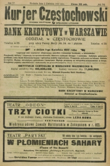 Kurjer Częstochowski : dziennik polityczno-społeczno literacki. R.4, № 76 (2 kwietnia 1922)