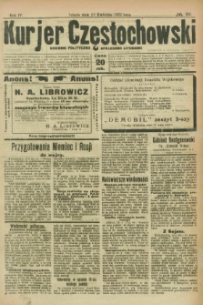 Kurjer Częstochowski : dziennik polityczno-społeczno literacki. R.4, № 97 (29 kwietnia 1922)