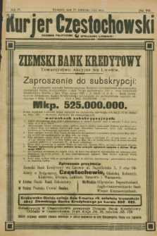 Kurjer Częstochowski : dziennik polityczno-społeczno literacki. R.4, № 98 (30 kwietnia 1922)