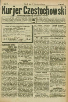 Kurjer Częstochowski : dziennik polityczno-społeczno literacki. R.4, № 143 (27 czerwca 1922)