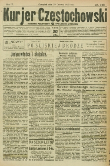 Kurjer Częstochowski : dziennik polityczno-społeczno literacki. R.4, № 145 (29 czerwca 1922)