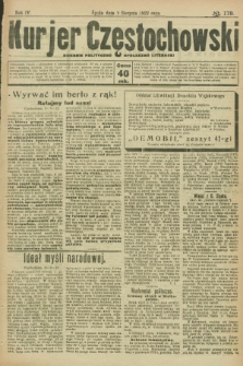 Kurjer Częstochowski : dziennik polityczno-społeczno literacki. R.4, № 178 (9 sierpnia 1922)