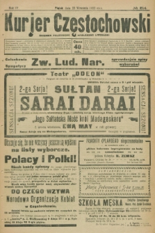 Kurjer Częstochowski : dziennik polityczno-społeczno literacki. R.4, № 214 (22 września 1922)