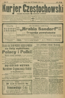 Kurjer Częstochowski : dziennik polityczno-społeczno literacki. R.4, № 215 (23 września 1922)