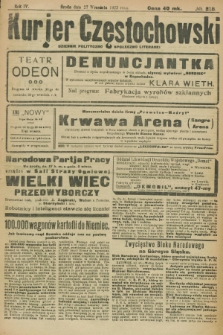 Kurjer Częstochowski : dziennik polityczno-społeczno literacki. R.4, № 218 (27 września 1922)